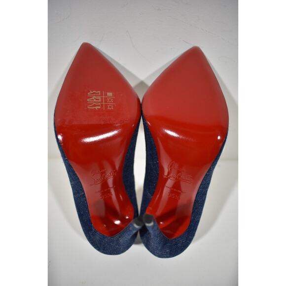 Christian Louboutin So Kate 120 Blue Denim Saba Gold Stiletto Heel Pump 35.5 - Picture 12 of 12